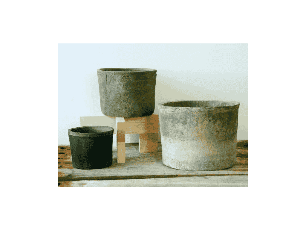 [IP-T1011MBS-S3-C24] BEXLEY TERRA COTTA FARM POTS, MOSSED BLACKSTONE, 4.0"X3.0", 3.0"X2.5", 2.0"X1.5" (SOLD IN CASE OF 24 SETS)