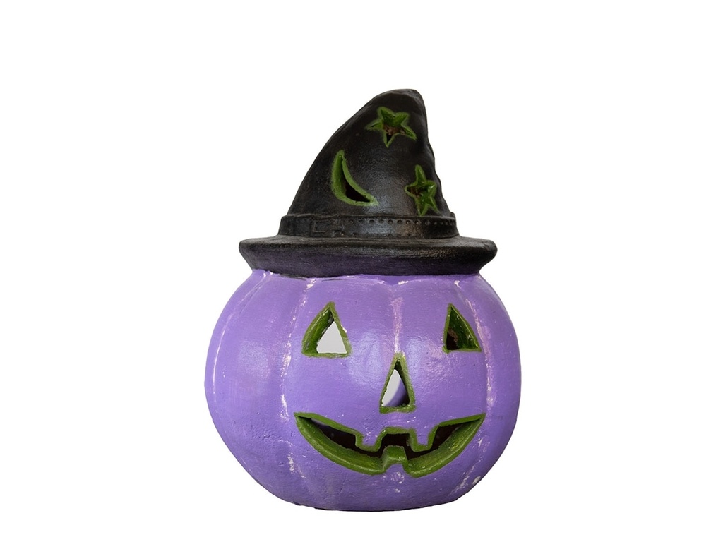 [MC-AP0022VLT] HALLOWEEN PUMPKIN WITH WIZARD HAT, VIOLET, 10.0"X13.5"