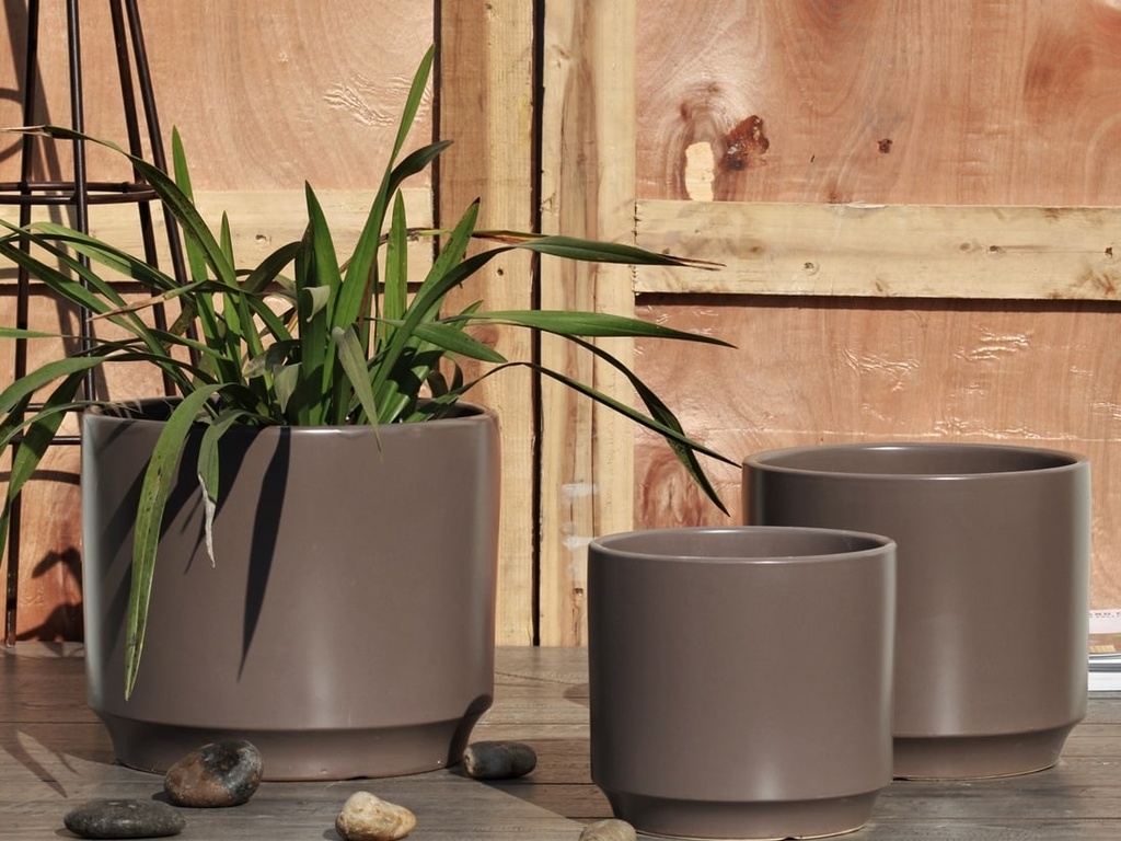 [PC-3306PTP-S3] LARGE COMET PLANTER , PASTEL TAUPE, SET OF 3- 12"X10" 10"X8.5" 8"X8"