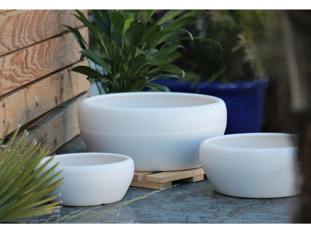 [PC-3307CWH-S3] BONSAI BOWL PLANTER, CLOUD WHITE, SET OF 3- 13.5"X6.0", 11.0"X4.5", 8.5"X3.5"