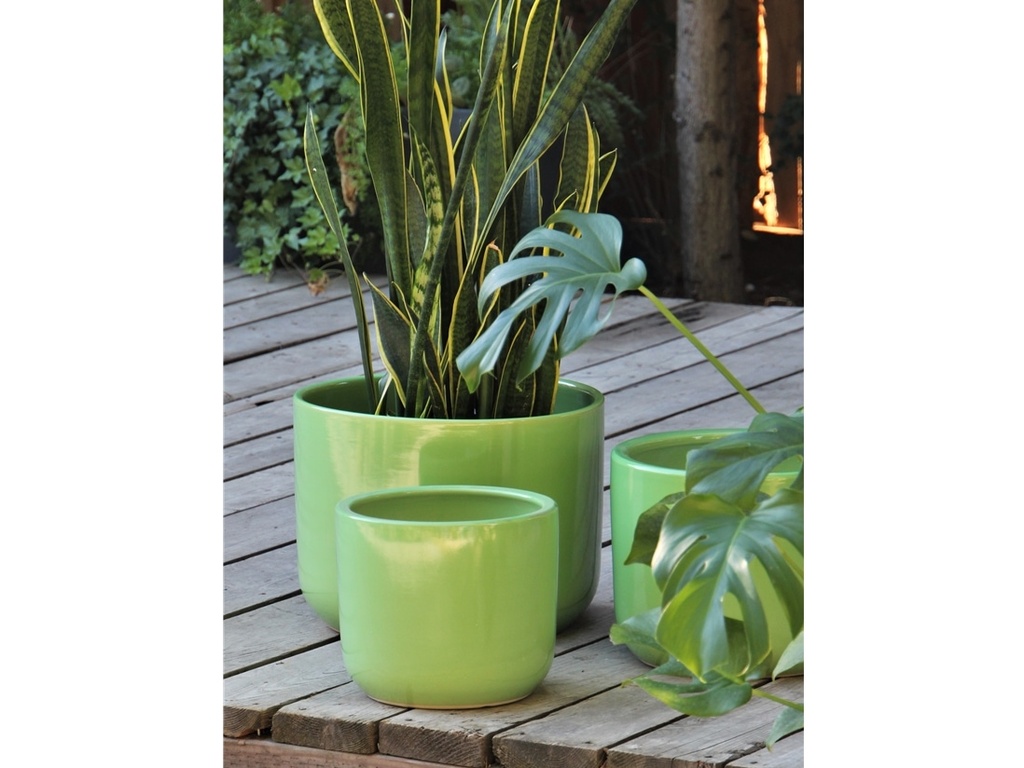 [PC-3310TGB-S3] LYNX PLANTER, TEA GREEN BRIGHT, SET OF 3- 16.0"X12.0", 13.0"X10.0", 10.0"X9.0"