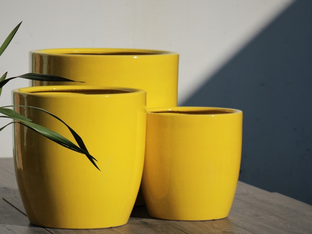 [PC-3502BBB-S3] FIDDLE LEAF TREE PLANTER, BUMBLEBEE, SET OF 3- 16"X16" 13"X13", 10.5"X10.5"