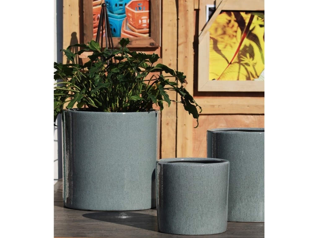 [PC-3503TZG-S3] DRACAENA PLANTER, TERRAZZO GREY, SET OF 3- 16"X16", 13"X13", 10.5"X10"
