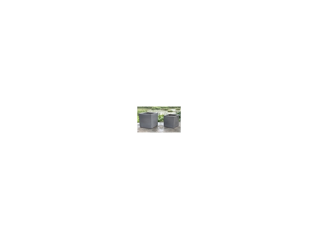 [PC-3504HGY-S2] SQUARED OLIVE TREE PLANTER, HEATHER GREY, SET OF 2- 14.0"X14.0", 12.0"X12.0"