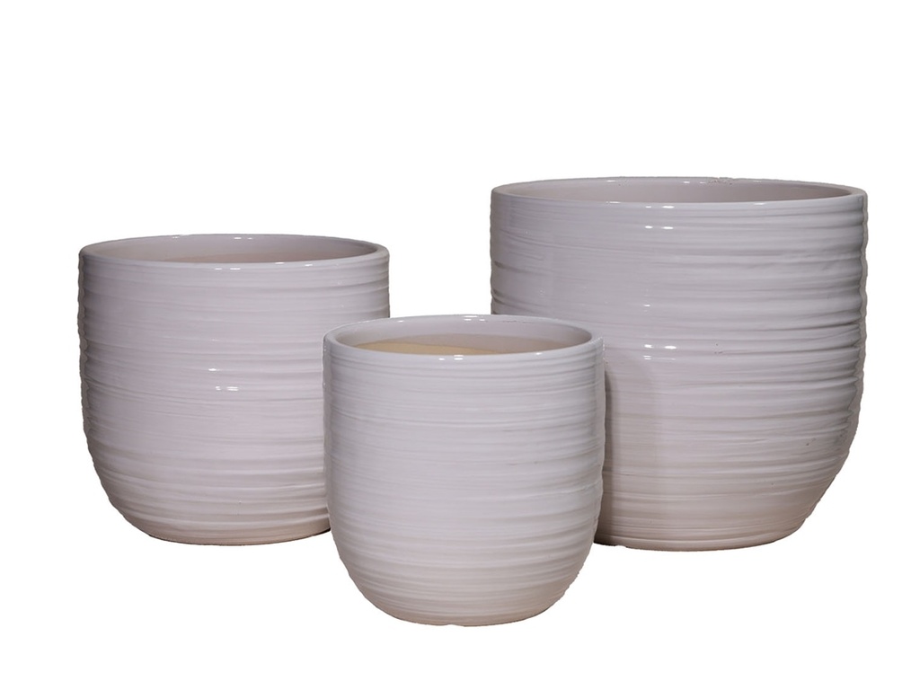 [PD-5003BWH-S3] BERGONIA PLANTER, BRIGHT WHITE , SET OF 3- 15"X13.5", 12"X12", 10"X9"
