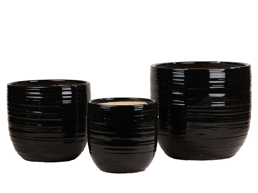 [PD-5003CLB-S3] BERGONIA PLANTER, CLASSIC BLACK , SET OF 3- 15"X13.5", 12"X12", 10"X9"