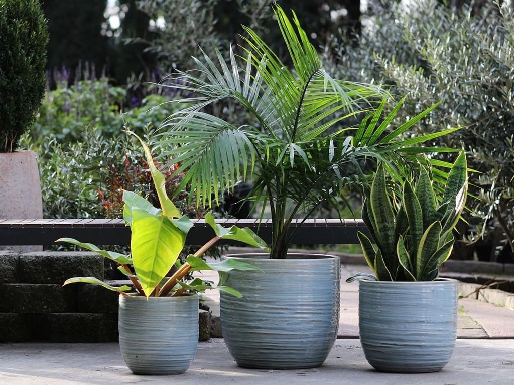 [PD-5003PTG-S3] BERGONIA PLANTER, PASTEL GREEN, SET OF 3- 15"X13.5", 12"X12", 10"X9"