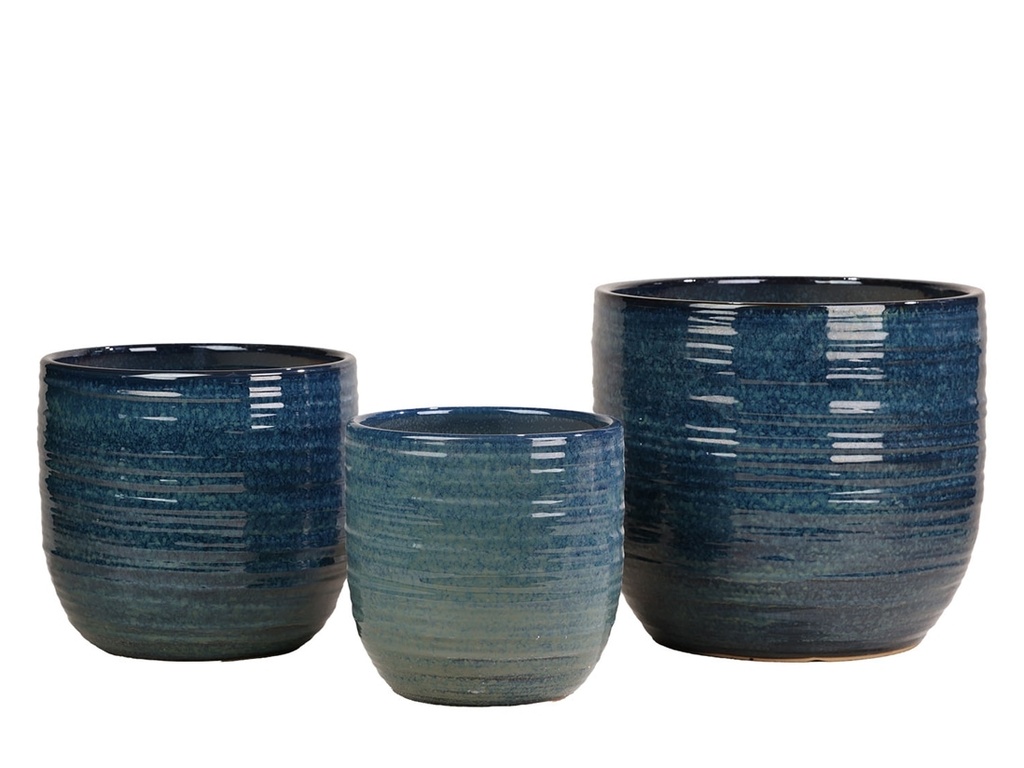 [PD-5003TLM-S3] BERGONIA PLANTER, TEAL MIST , SET OF 3- 15"X13.5", 12"X12", 10"X9