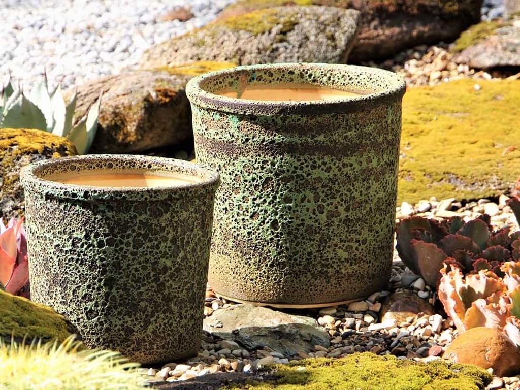 [PD-5005AGG-S3] OXFORD PLANTER, AEGEAN GREEN, SET OF 3- 15"X13.5", 12"X12", 10"X9"