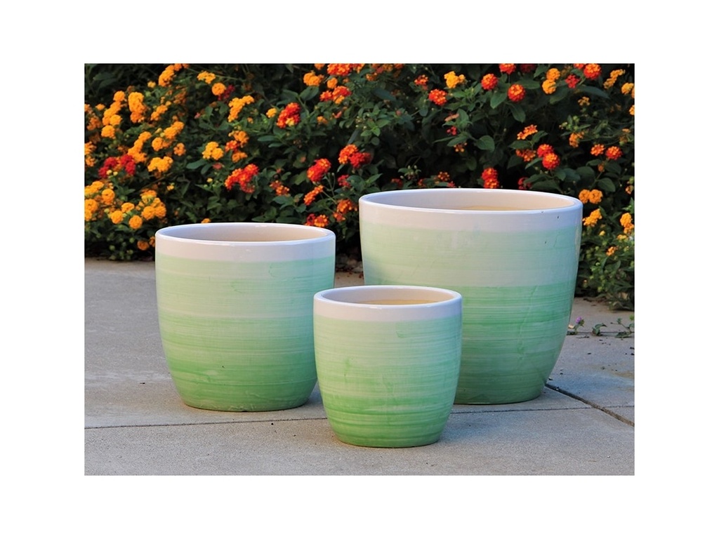 [PD-5007OMG-S3] CAMILIA PLANTER, OMBRE GREEN, SET OF 3- 15"X13.5", 12"X12", 10"X9"
