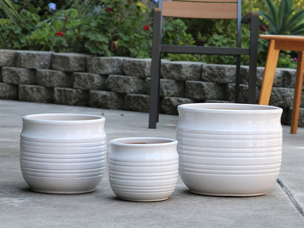 [PD-5008BWH-S3] MESA BLOOM PLANTER, BRIGHT WHITE, SET OF 3, 14"X13.5", 11"X10.5", 8.5"X8"