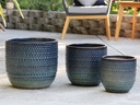 GARDENIA PLANTER, INDIGO SPLASH, SET OF 3, 15"X13.5"  12"X11" 10"X9"
