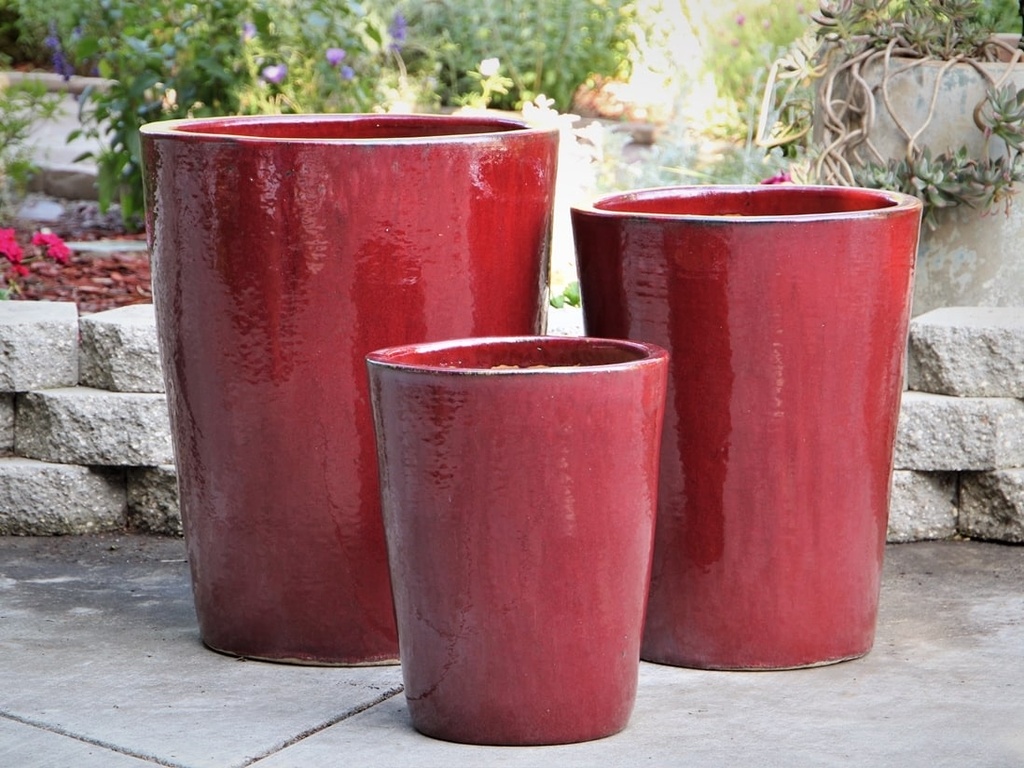 [PF-9039OXR-S3] VASO PLANTER, OX RED, SET OF 3- 17.5"X24.0", 14.0"X18.0", 11.0"X13.5"