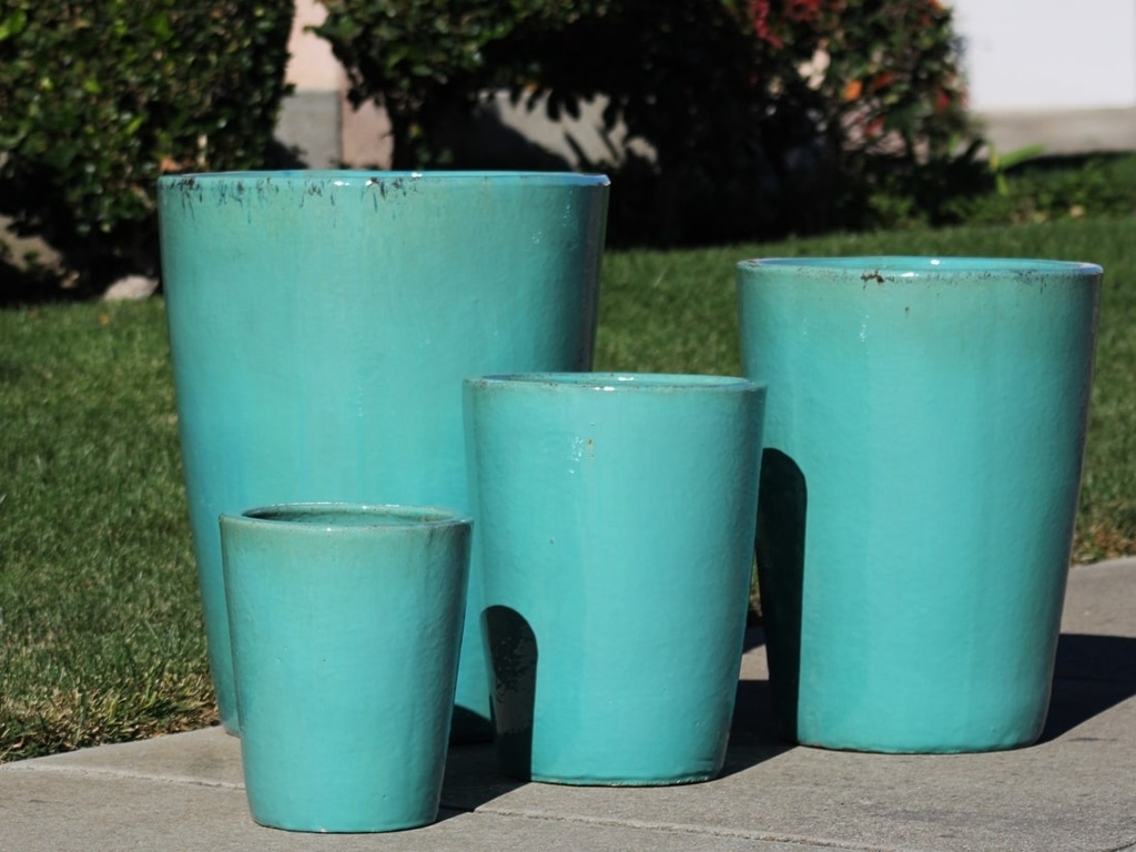 [PF-9039TUQ-S4] VASO PLANTER, TURQUOISE, SET OF 4- 22.0"X27.0", 17.5"X24.0", 14.0"X18.0", 11.0"X13.5"