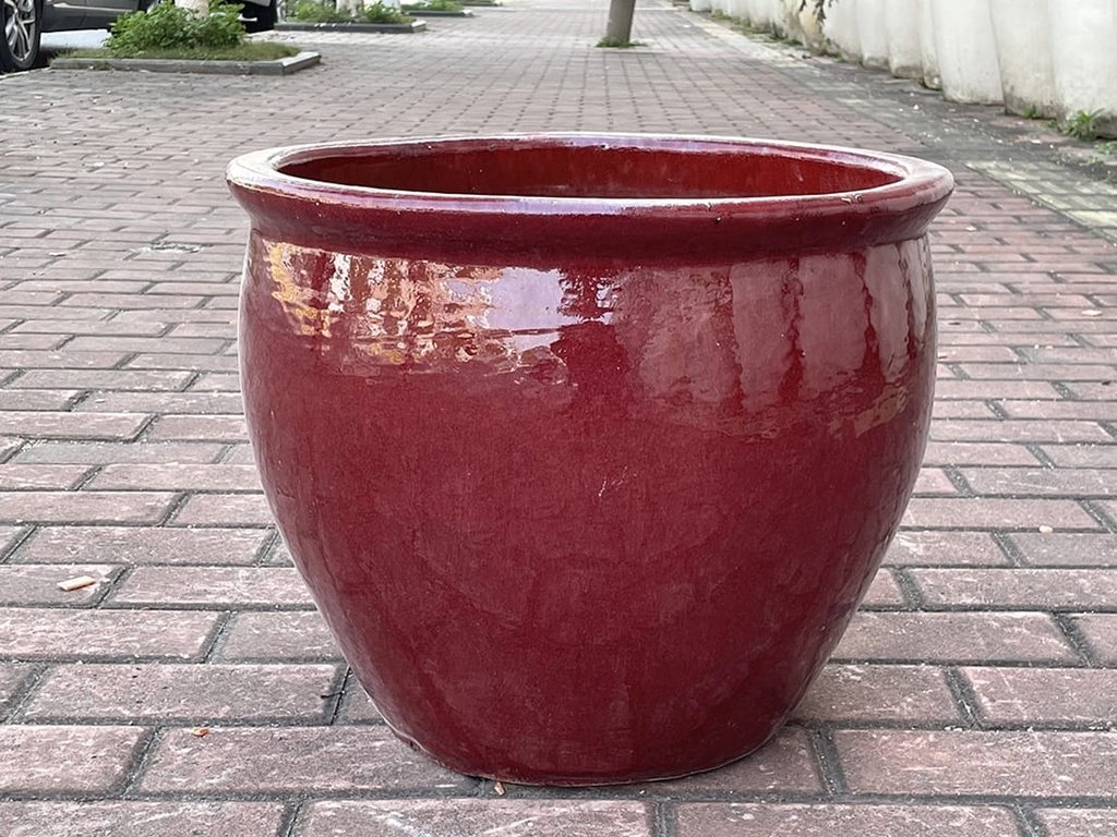 [PF-9058OXR-S3] FISHBOWL GARDEN PLANTER, OX RED, SET OF 3- 15.5"X14", 12"X11.5", 8.5"X9.5"