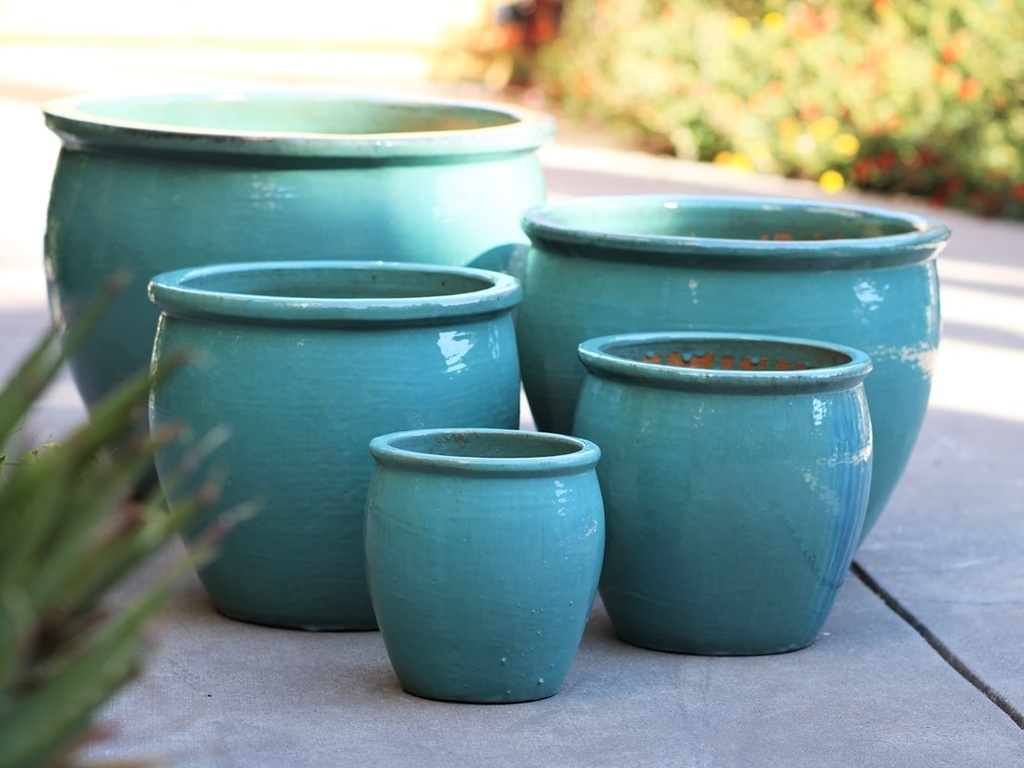 [PF-9058TUQ-S5] FISHBOWL GARDEN PLANTER, TURQUOISE, SET OF 5- 25.5"X19.5", 19.5"X15.5", 15.5"X14", 12"X11.5", 8.5"X9.5"