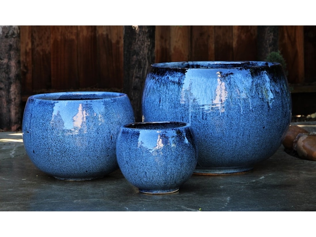 [PF-9069MBL-S3] BOWL PLANTER, MARBLE BLUE, SET OF 3- 23.0"X16.0", 16.5"X12.0", 12.0"X9.5"