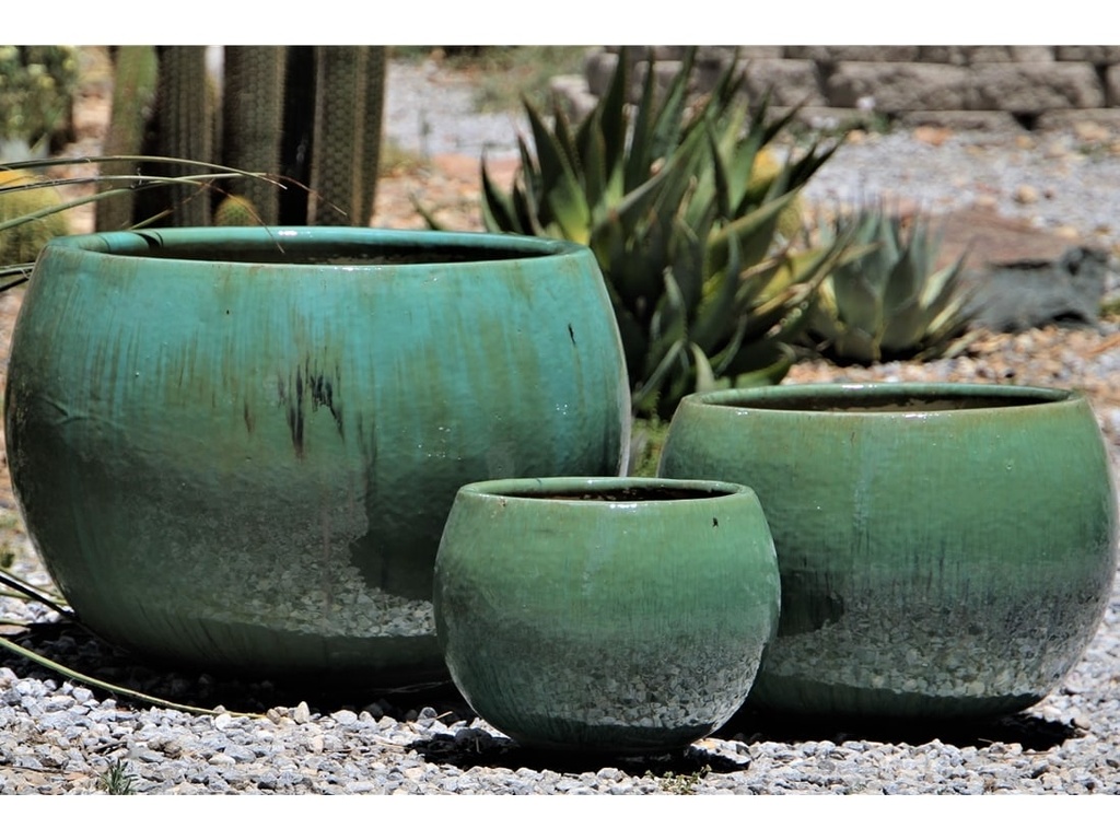 BOWL PLANTER, RUSTY GREEN, SET OF 3- 23.0"X16.0", 16.5"X12.0", 12.0"X9.5"