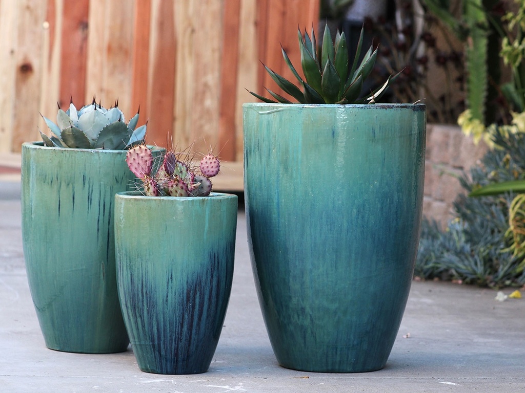 [PF-9183RTG-S3] MIAMI PLANTER, RUSTY GREEN, SET OF 3- 18.0"X25.5", 14.5"X21.0", 12.0"X18.0"