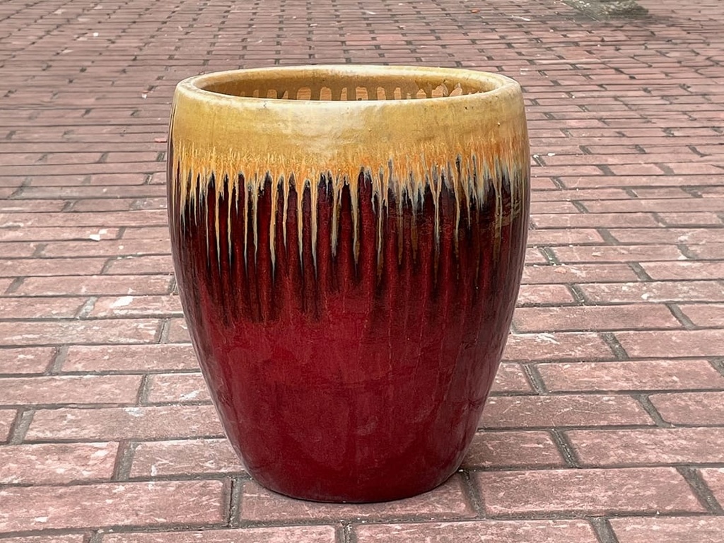 [PF-9270GOX-S4] VICTORIA AGAVE PLANTER, GOLD ON OX RED, SET OF 4- 19.5"X21", 15.5"X16.5", 11"X12.5", 8"X7"