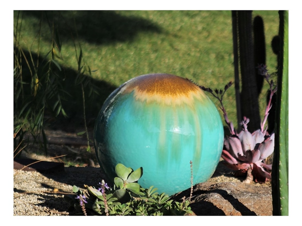 [PF-A5000GTQ-C] DECORATIVE SPHERE, GOLD TURQUOISE, 12"