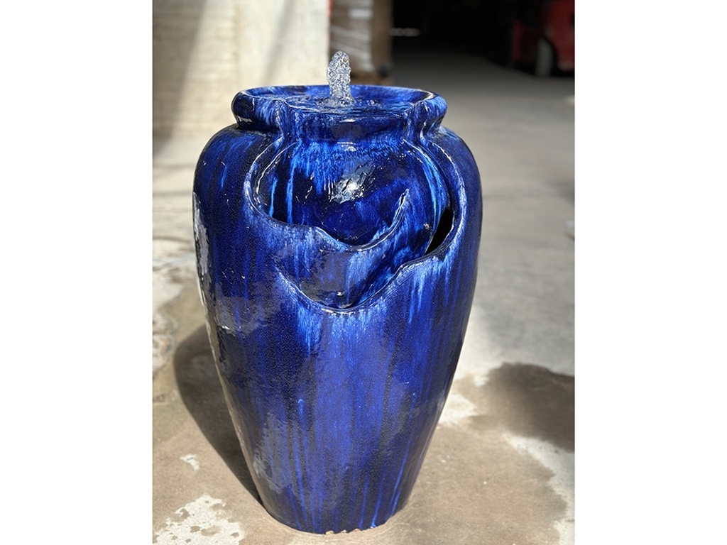 [PF-FTN09BSB-E] TEA GARDEN FOUNTAIN, SELF CONTAINED, BLOSSOM BLUE, SIZE E, 14.0" X 20.0" (PUMP INCLUDED)