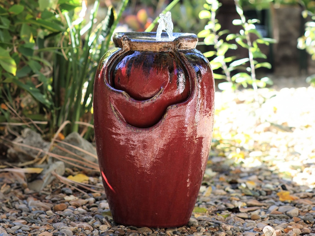[PF-FTN09ROX-C] TEA GARDEN FOUNTAIN, SELF CONTAINED, RED COPPER ON OX RED, SIZE C, 18.0" X 27.5.0" (PUMP INCLUDED)