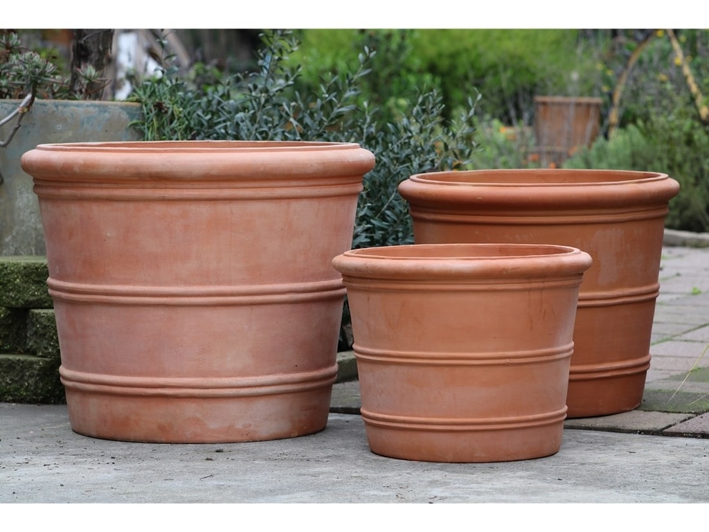 [PT-V1054WC-S3] MK ROLL RIM PLANTER, WASH CLAY,  SET OF 3- 28"x22.5", 23"x19", 19.5"x15"