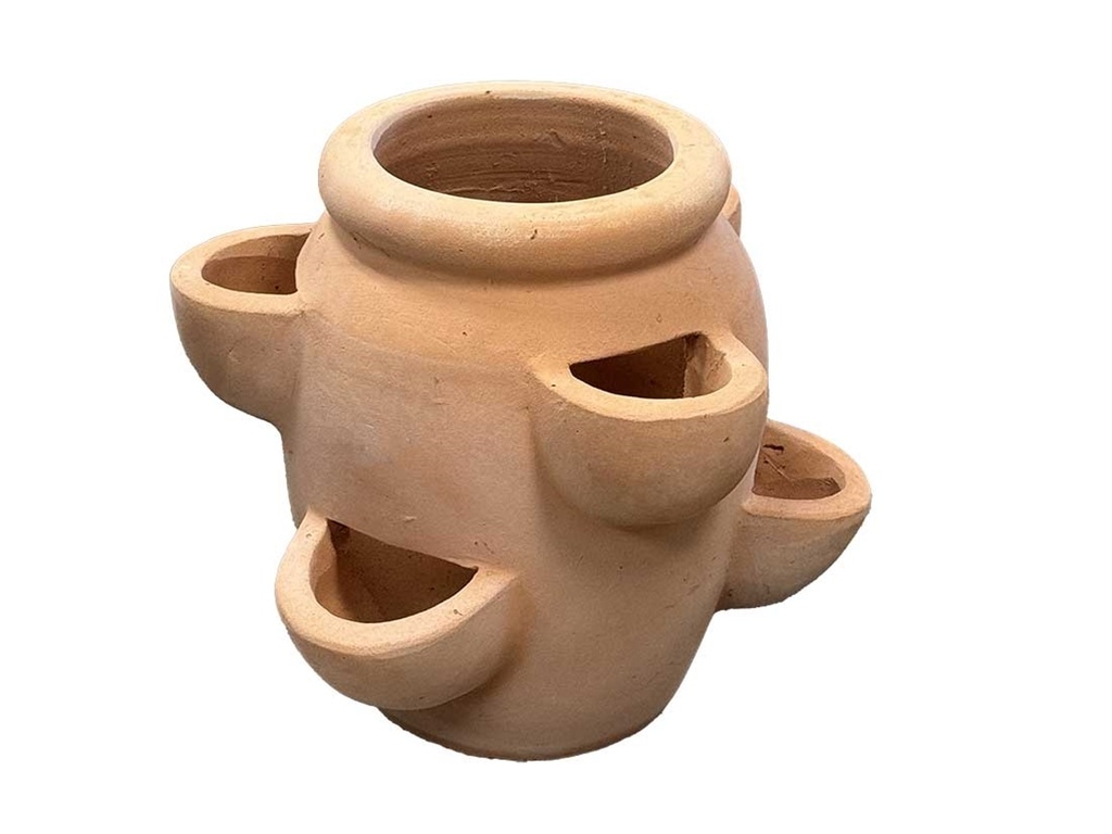 [PT-V1188WC] MEKONG STRAWBERRY PLANTER, WASH CLAY, 15.5"X14.0"