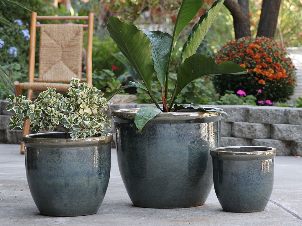 [PV-CG800AJD-S3] CANA GARDEN PLANTER,ANTIQUE JADE, SET OF 3 - 19"X17", 16"X13", 12"X10"