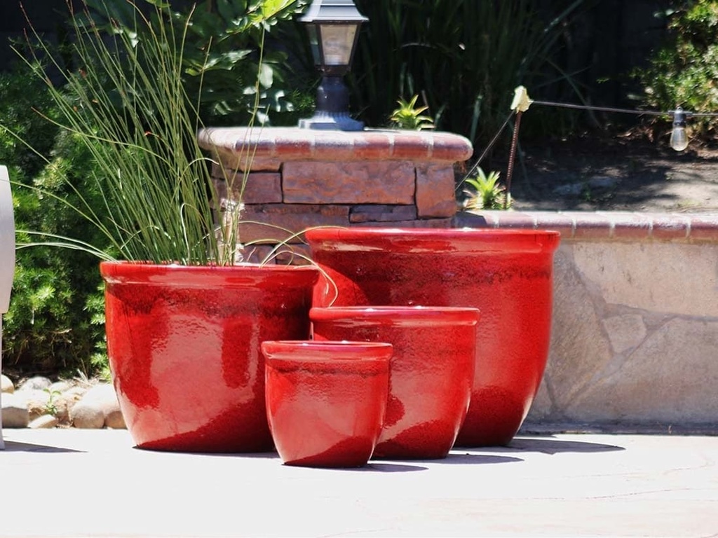 [PV-CG800LRD-S4] CANA GARDEN PLANTER, LAVISH RED, SET OF 4- 24"X20", 19"X17", 16"X13", 12"X10"