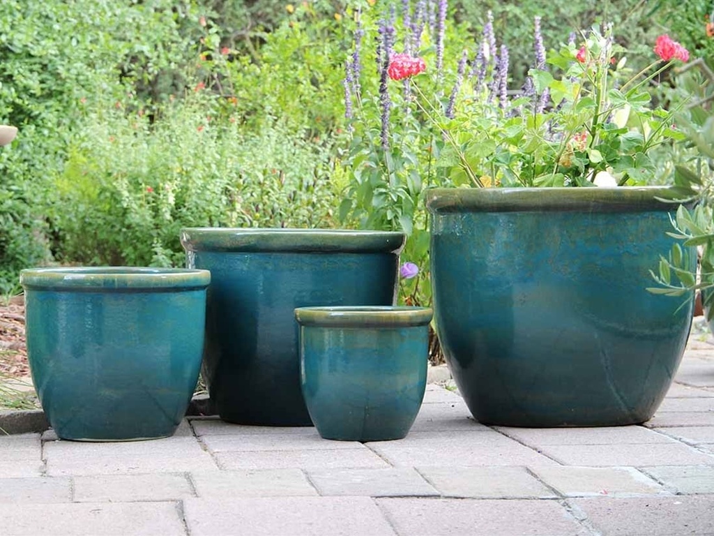 CANA GARDEN PLANTER, TURQUOISE GREEN, SET OF 4-  24"X20", 19"X17", 16"X13", 12"X10"
