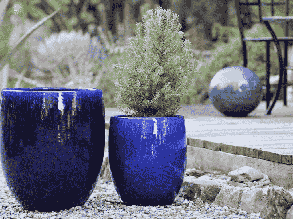 [PV-CG8011FBL-S3] TALL MILANO PLANTER, FALLING BLUE, SET OF 3- 22.0" X 23.5" 17.0" X 18.5" 12.5" X 14.0"