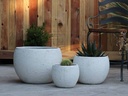 LOW MILANO PLANTER, CORAL WHITE, SET OF 3-21.5" X 15.5", 16.0" X 12.0", 12.0" X 10.0"