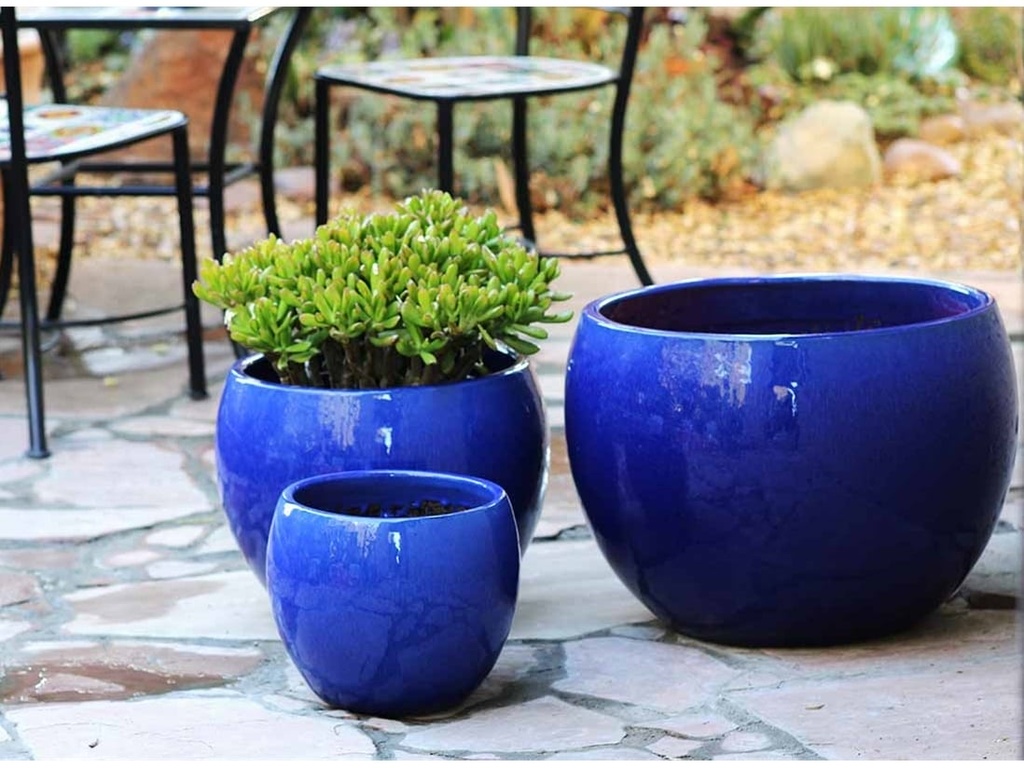 [PV-CG8012FBL-S3] LOW MILANO PLANTER, FALLING BLUE, SET OF 3 - 21.5" X 15.5", 16.0" X 12.0", 12.0" X 10.0"