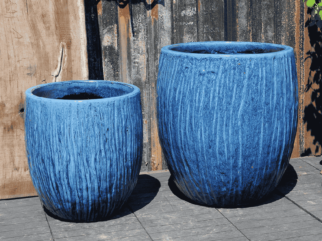 [PV-CG8016SBL-S2] TREE TRUNK PLANTER, SOLSTICE BLUE, SET OF 2 - 17.0" X 18.5" 12.5" X 14.0"