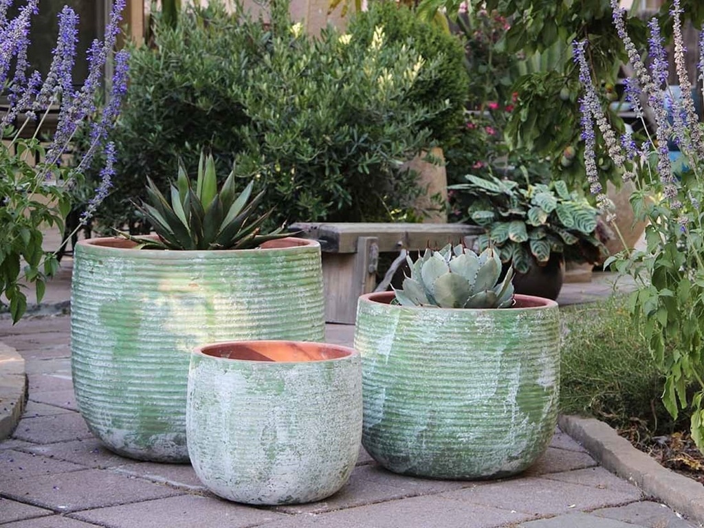 [PV-CG8023AGG-S3] TUSCANO PLANTER, AEGEAN GREEN, SET OF 3-22.0"X18.5", 17.5"X15.0", 13.5"X11.5"