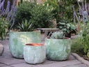 TUSCANO PLANTER, AEGEAN GREEN, SET OF 3-22.0"X18.5", 17.5"X15.0", 13.5"X11.5"