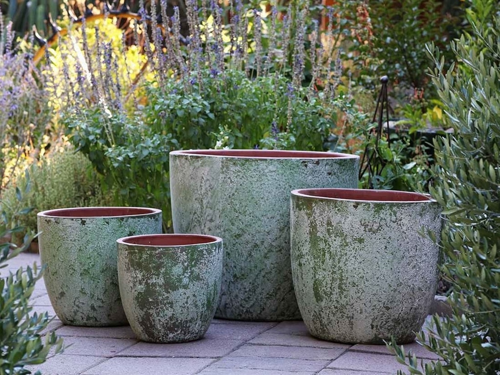 [PV-CG804AGG-S4] COCO POTS, AEGEAN GREEN, SET OF 4-23"X20", 19"X17", 15'X13", 12"X11"