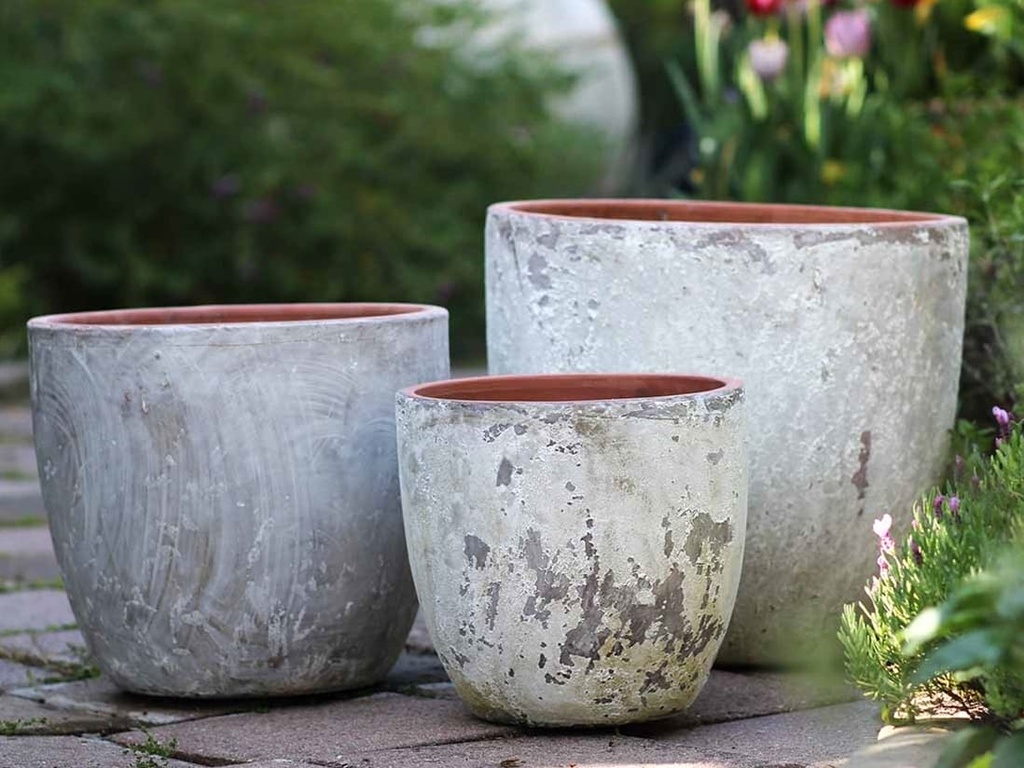 [PV-CG804AGW-S3] COCO POTS, AEGEAN WHITE, SET OF 3- 19"X17", 15'X13", 12"X11"