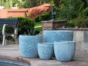 COCO POTS, CORAL AQUA, SET OF 4-23"X20", 19"X17", 15'X13", 12"X11"