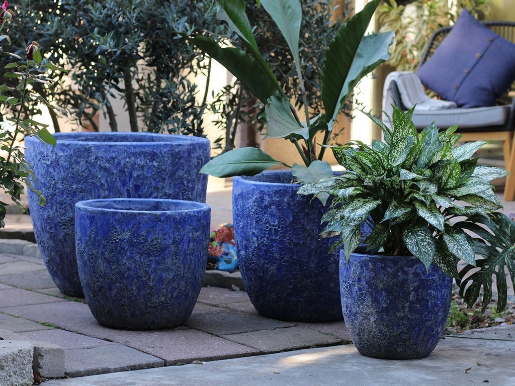 [PV-CG804CBL-S4] COCO POTS, CORAL BLUE, SET OF 4, 23"X20", 19"X17", 15'X13", 12"X11"