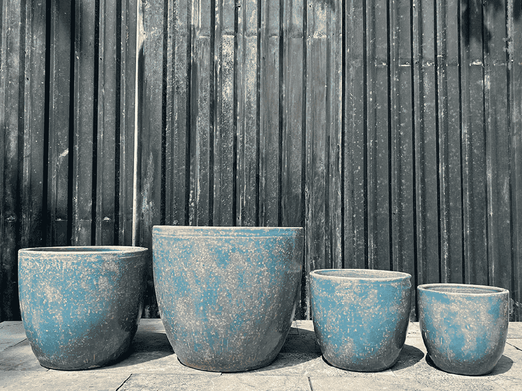 [PV-CG804CTB-S4] COCO POTS, COTTAGE BLUE, SET OF 4- 23"X20", 19"X17", 15'X13", 12"X11"