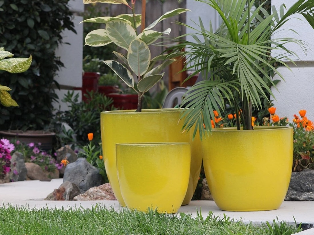 [PV-CG804LMN-S3] COCO POTS, LEMON, SET OF 3 - 19"X17", 15'X13", 12"X11"