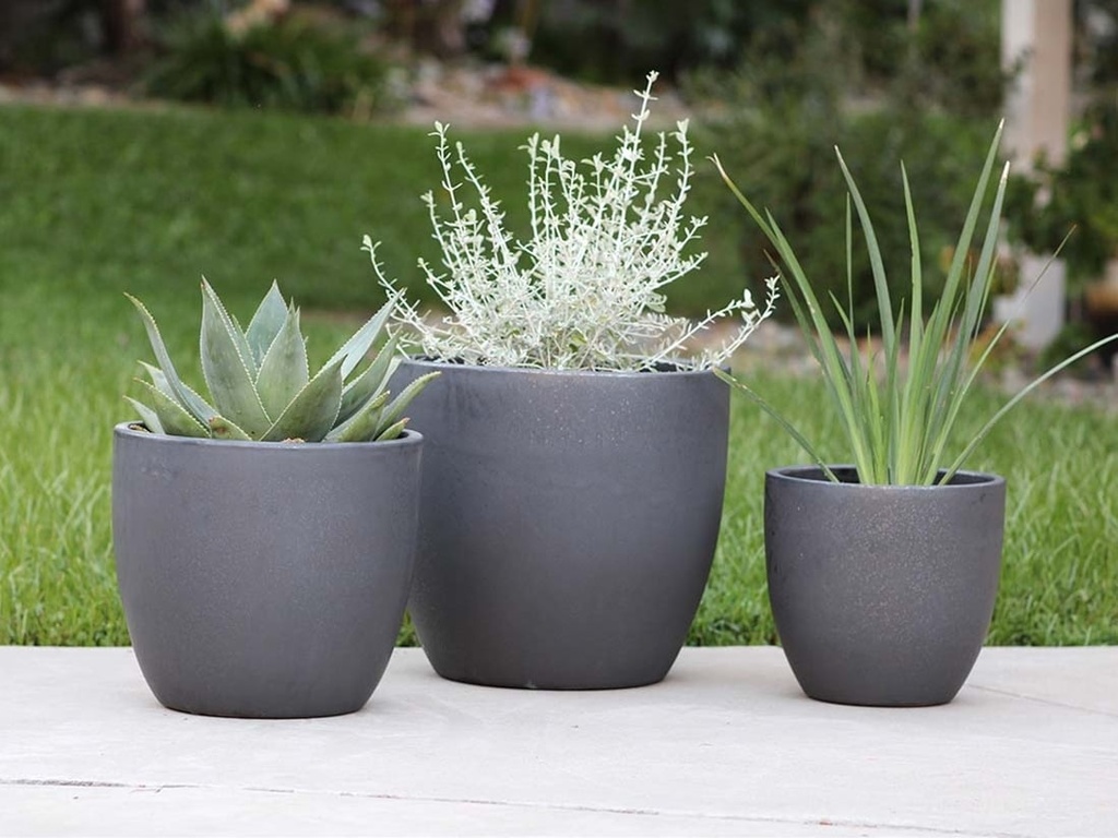 [PV-CG804MBK-S3] COCO POTS, MATTE BLACK, SET OF 3-19"X17", 15'X13", 12"X11"