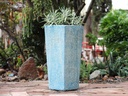 TALL SQUARE PLANTER, CORAL AQUA, 16"X35.5"