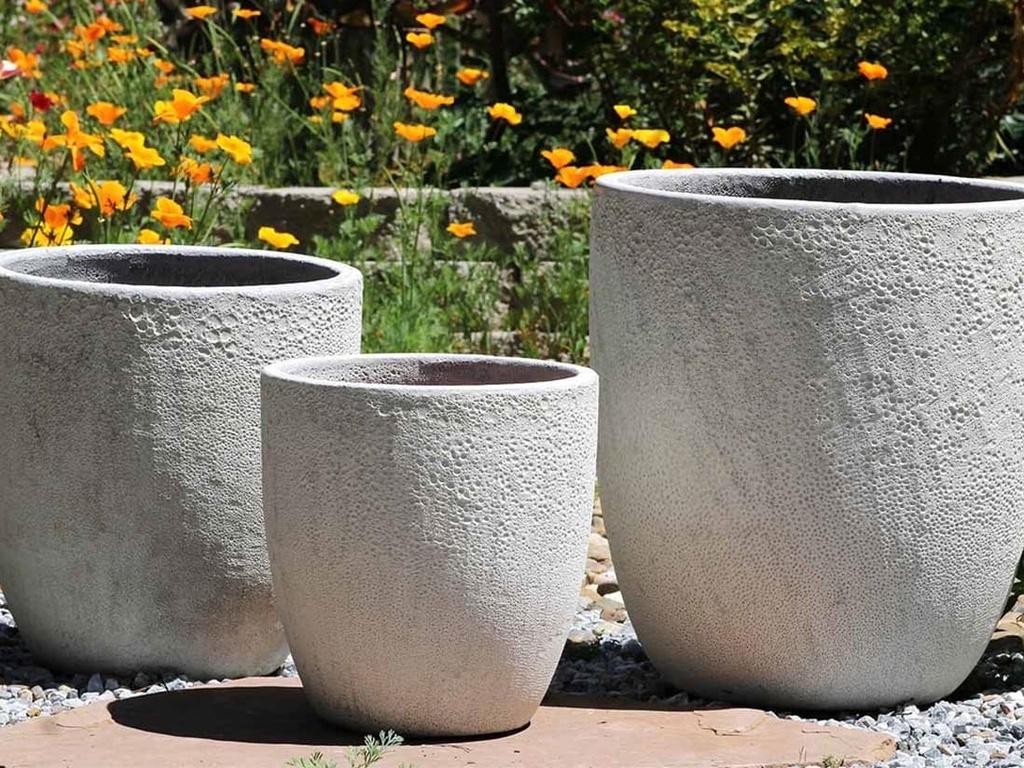 [PV-CG819CWH-S3] MILANO CONE PLANTER, CORAL WHITE, SET OF 3 - 18"X19.5", 14.5"X15.5", 12"X13.5"