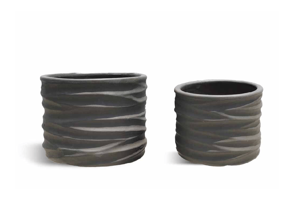 [PV-CG8205DBR-S2] ARISTA TUMBLER NOIR PLANTER, DARK BROWN, SET OF 2 - 12.0" X 10/0", 10.0" X 8.5"