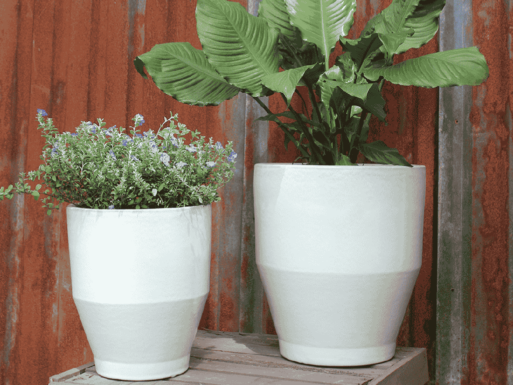 [PV-CG8251WST-S2] DAYLILY PLANTER, WHITE SATIN, SET OF 2- 14.5" X 16.0", 11.5" X 13.5"