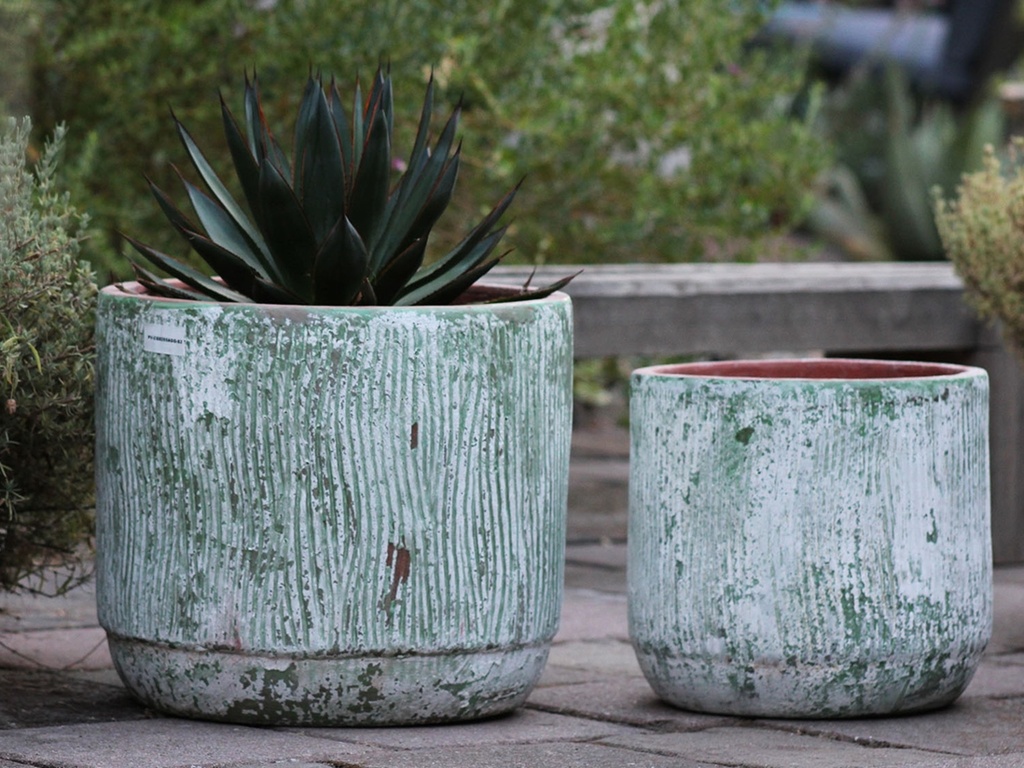 [PV-CG8255AGG-S2] DELPHINIUM PLANTER, AEGEAN GREEN, SET OF 2- 16.5" X 15.0, 12.5" X 12.0"